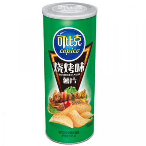 可比克薯片 烧烤味105g 休闲零食 膨化食品